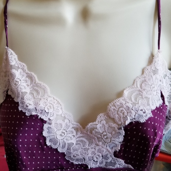 Hillard & Hanson Other - Purple Polka-dot SILK Chemise